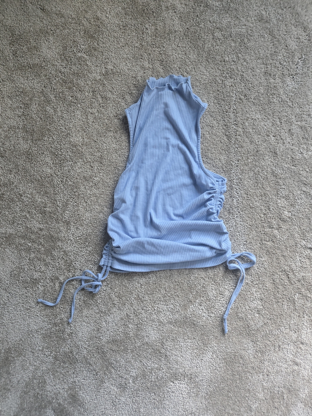 Light Blue Ribbed Side-Tie Tank Top